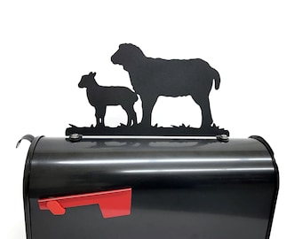 Sheep and Lamb Metal Mailbox Topper: 7.5 Inch Tall Farmhouse Decor - Does Not Include a Mailbox