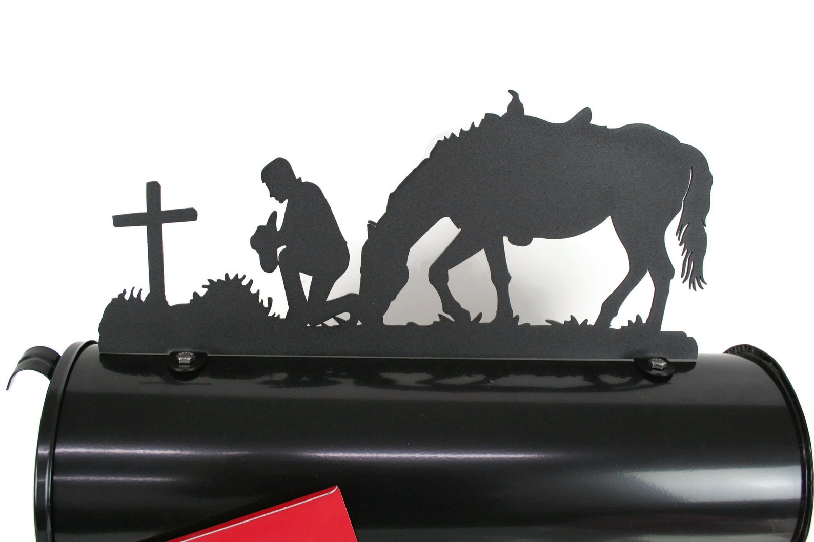 Praying Cowboy Mailbox Topper Metal Cowboy Mailbox Top Etsy