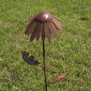 Metal Coneflower Stake 30 Inches Tall Rustic Rudbeckia image 5