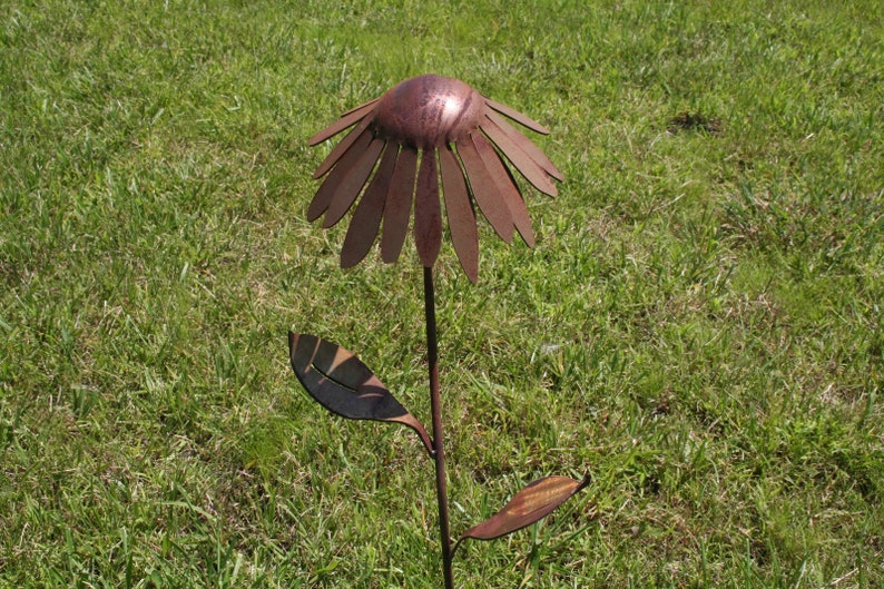 Metal Coneflower Stake 30 Inches Tall Rustic Rudbeckia image 5