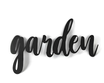 garden Metal Script Word Sign 13 to 17 Inches Wide