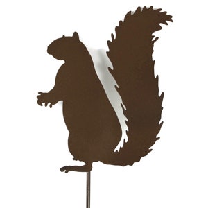 Squirrel Metal Garden Stake 23 to 33 Inches Tall Brown