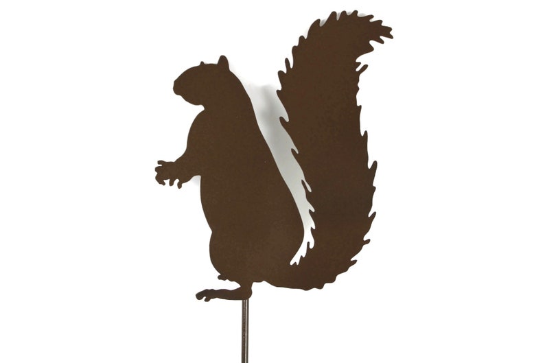 Squirrel Metal Garden Stake 23 to 33 Inches Tall Brown
