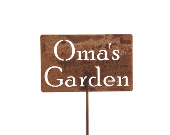 Oma's Garden Rustic Metal Yard and Garden Stake Marker 21 to 33 Inches Tall
