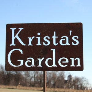 Metal Garden Marker Stake Sign Custom Text 20 to 48 Inches Tall