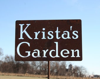 Metal Garden Marker Stake Sign Custom Text 21 to 33 Inches Tall