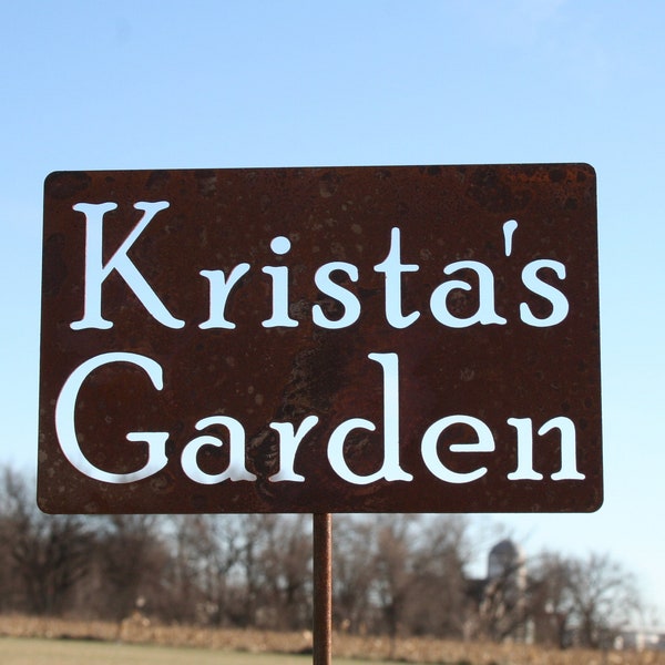 Metal Garden Marker Stake Sign Custom Text 21 to 33 Inches Tall