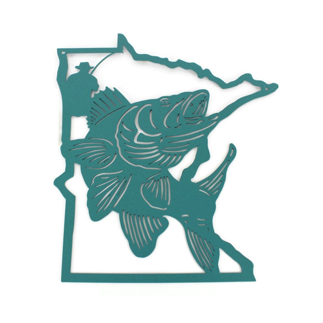 Minnesota Walleye Fishing Metal Wall Art Sign 17.5 Inches Tall Etsy