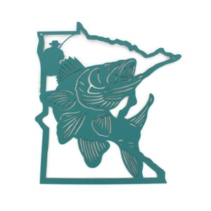 Minnesota Walleye Fishing Metal Wall Art Sign 17.5 Inches Tall