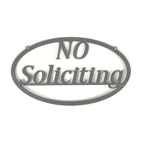 No Soliciting Metal Wall Sign Oval 14 Inches Wide