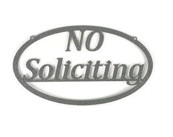 No Soliciting Metal Wall Sign Oval 14 Inches Wide
