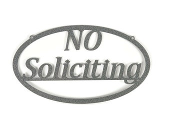 No Soliciting Metal Wall Sign Oval 14 Inches Wide