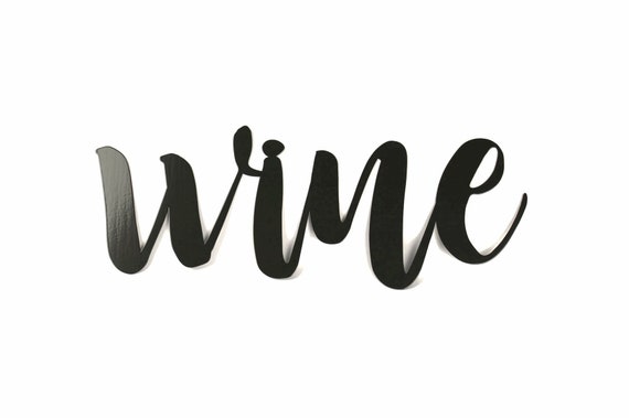 Wine Metal Script Word Sign 11.75 to 18 Inches Wide - Etsy
