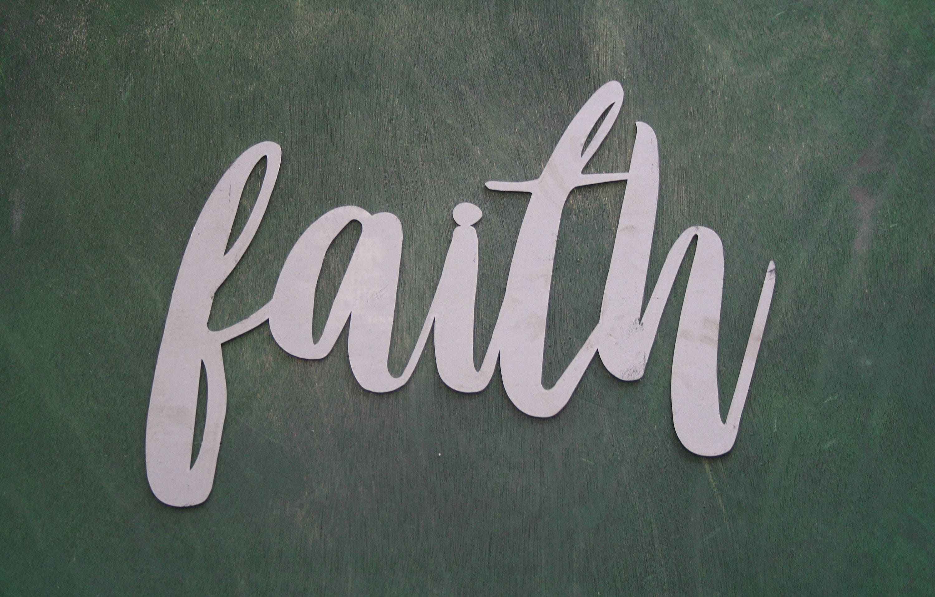 faith script, faith metal sign, metal word art, steel word art, steel