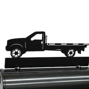 Flatbed Truck Personalized Metal Mailbox Topper 17 Inches Wide - Does Not Include a Mailbox Semi-Gloss Black