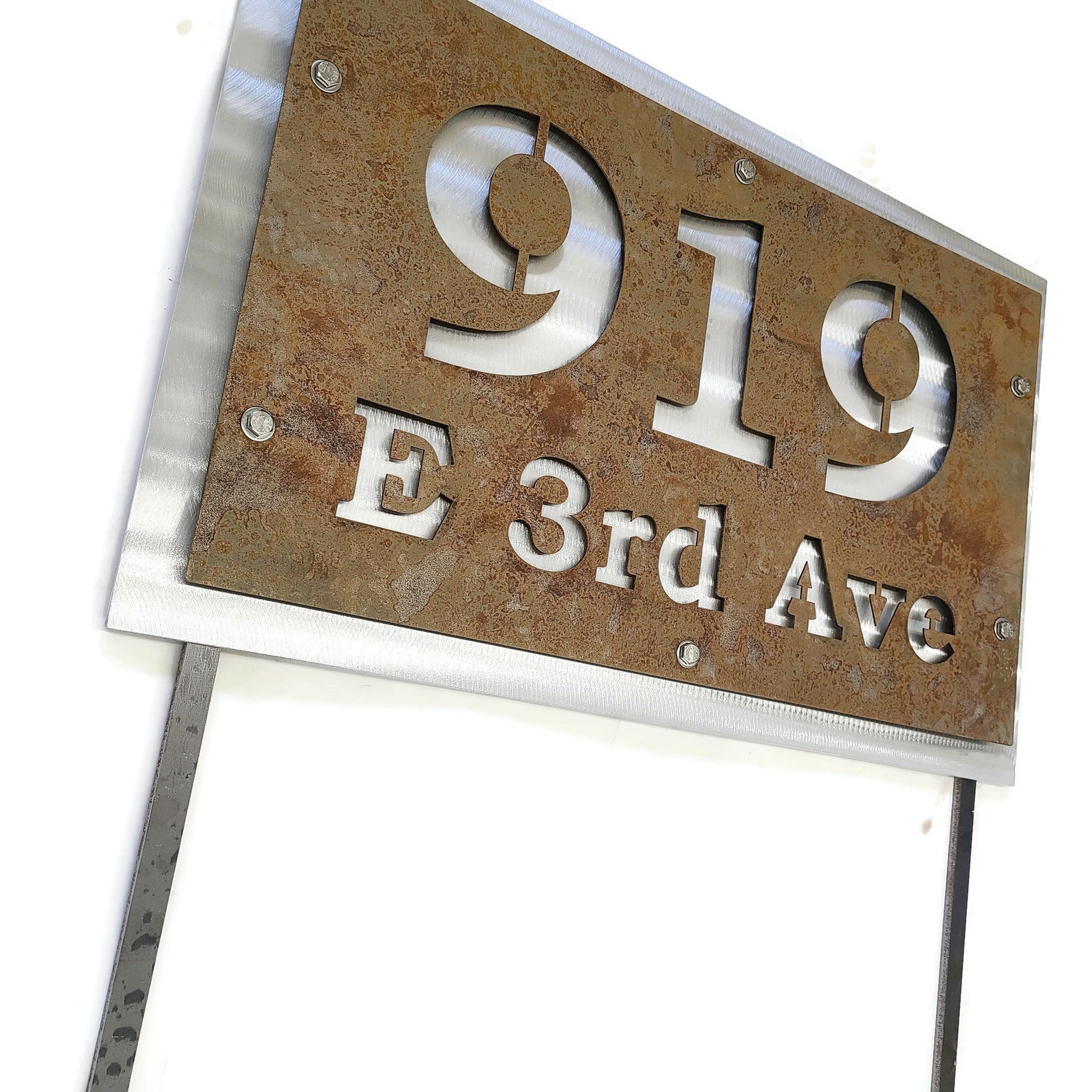 Rustic Metal Address Number Sign House Number on Yard Stake Etsy