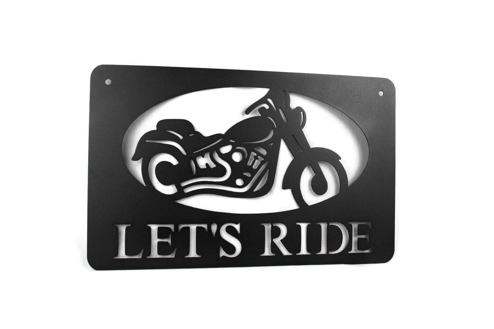 Metal Motorcycle LET'S RIDE Sign 22 wide indoor or outdoor