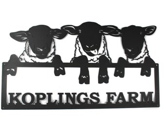 Family Farm Name Peek a Boo Sheep Sign 23 to 32 Inches Wide