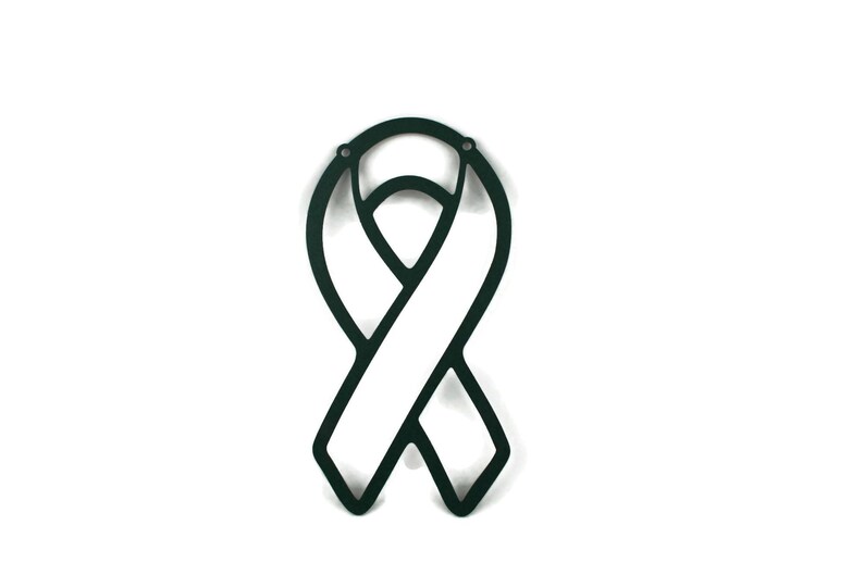 Metal Awareness Ribbon 10 Inch Tall Wall Art or Yard Stake Metallic Green