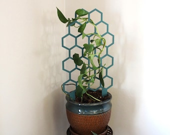 Mini Steel Trellis for Indoor or Outdoor Planters 18 Inches Tall Honeycomb Hexagon Pattern