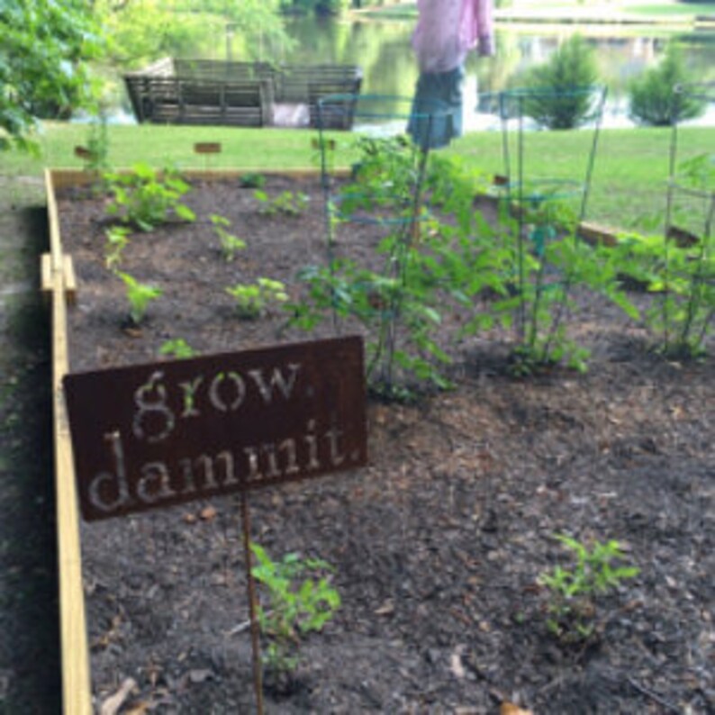 Grow. dammit. metal garden stake Garden Stake Funny Garden | Etsy