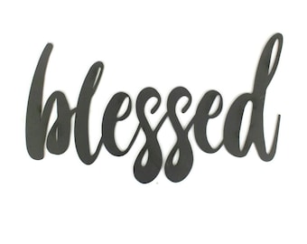 blessed Metal Script Word Sign 14.5 to 17.5 Inches Wide