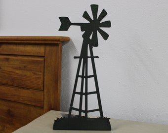 Windmill Tabletop Metal Home Decor 14.25 Inches Tall