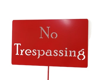 No Trespassing Rustic Metal Yard and Garden Stake 21 to 33 Inches Tall