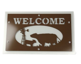 Layered Cattle Ranch Welcome Sign 15 x 24 Inches