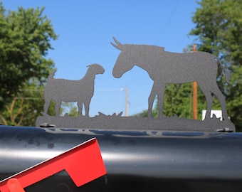 Donkey and Goat Metal Mailbox Topper 6.75 Inches Tall -- Does Not Include a Mailbox