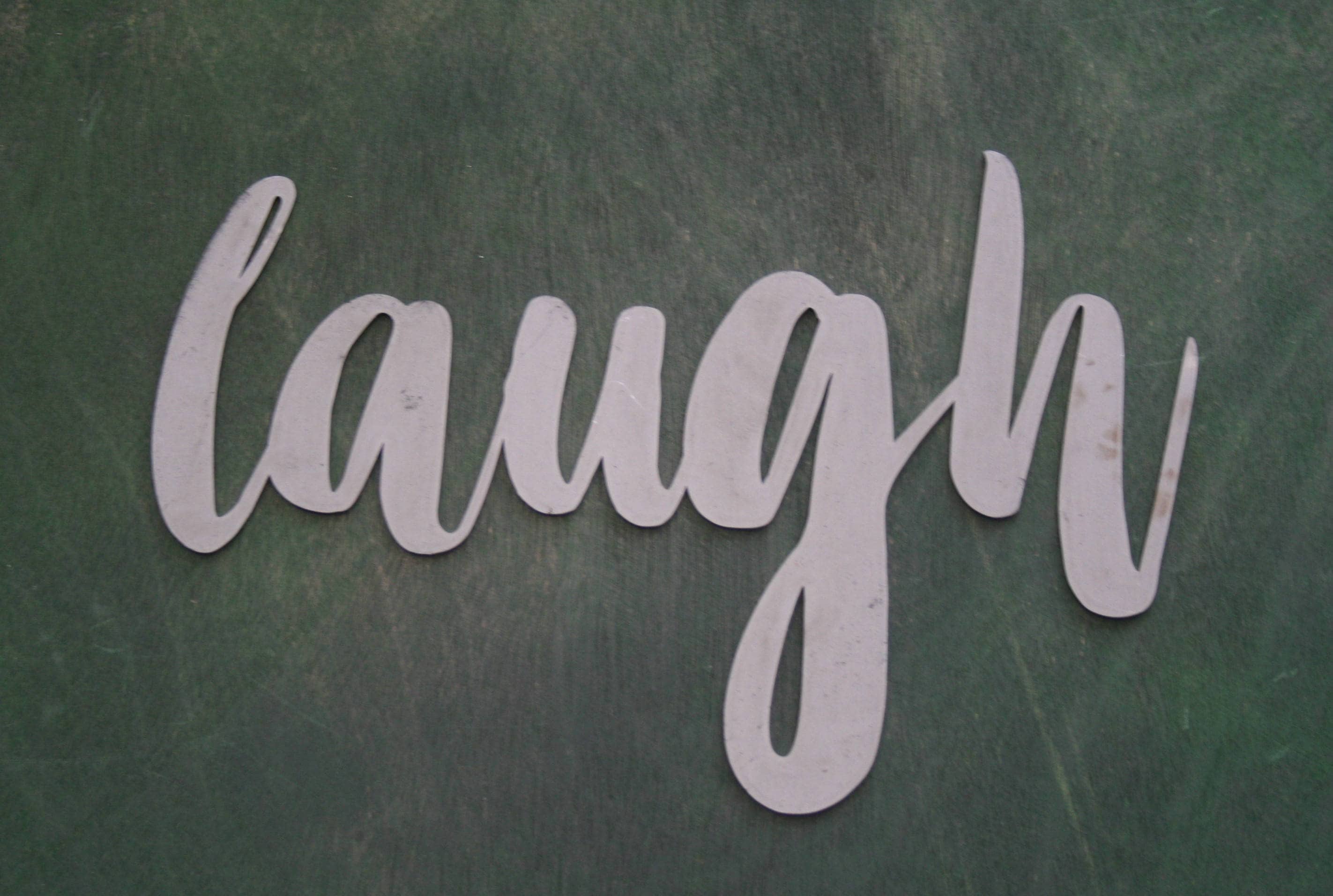 laugh script, laugh metal sign, metal word art, baby laugh, steel