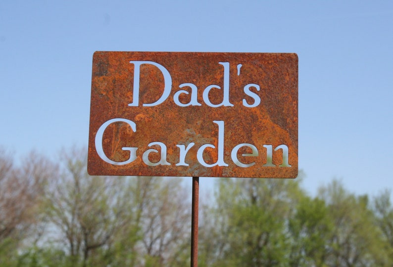 Dad's Garden Metal Garden Marker Stake 21 to 33 Inches Tall image 1
