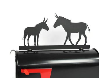 Two Donkeys Metal Mailbox Topper: 8.5 Inch Farmhouse Decor - Does Not Include a Mailbox