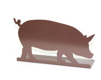 Pig Tabletop Metal Home Decor 10.75 Inches Wide