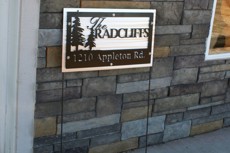 Woodland Name and Address Sign Rustic Address Sign Metal Etsy