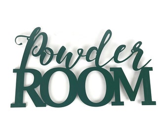 Powder Room Metal Bathroom Sign 17 Inches Wide