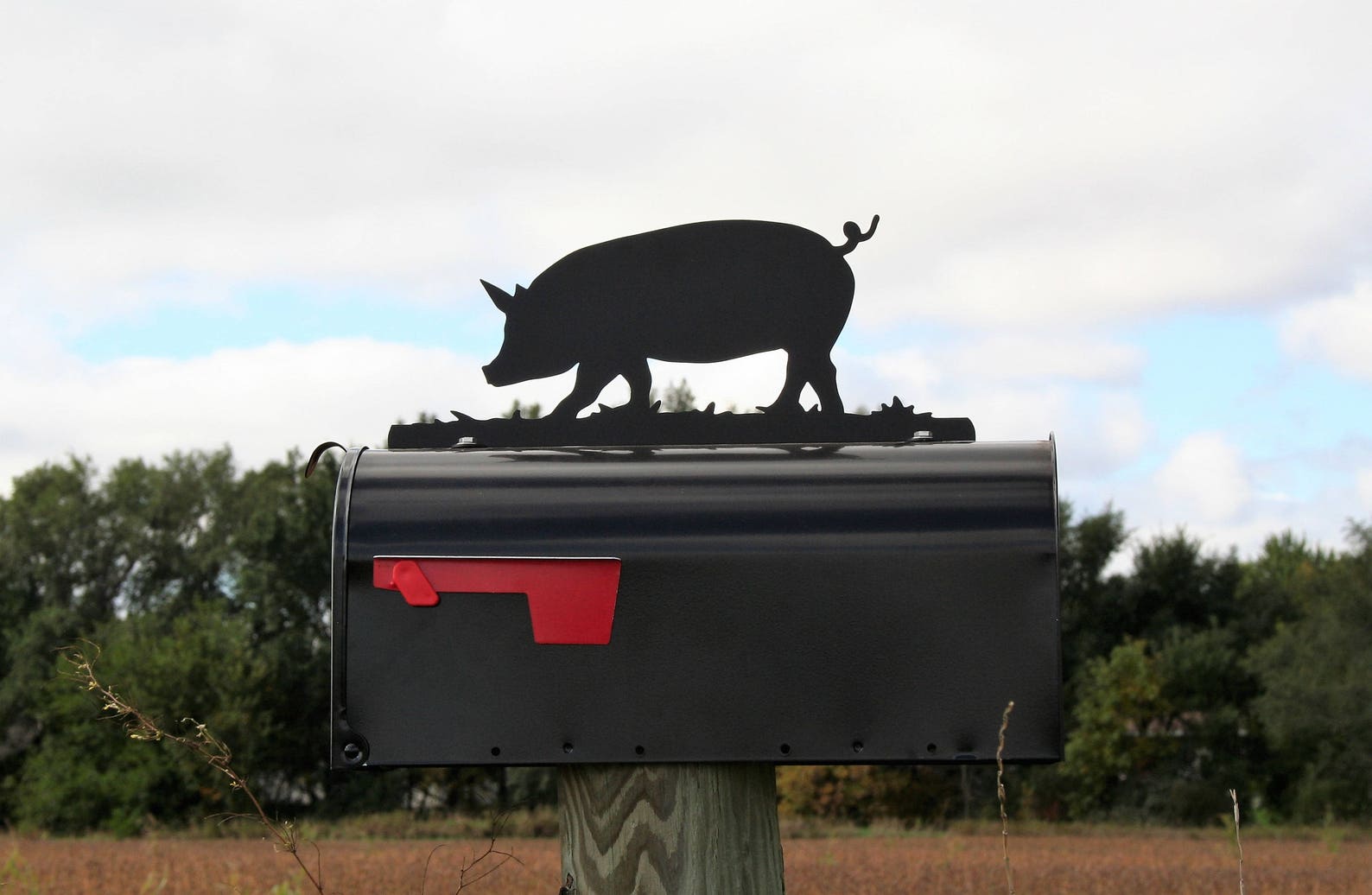 Pig Mailbox Topper Metal Hog Mailbox Topper Swine Mailbox Etsy