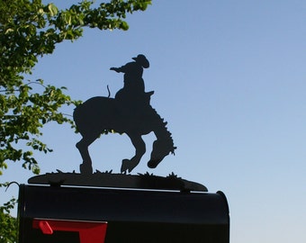 Rodeo Bucking Bronco Horse Metal Mailbox Topper 11.5 Inches Tall - Does Not Include a Mailbox