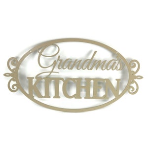 Grandma's Kitchen Metal Sign 20 Inches Wide Cream