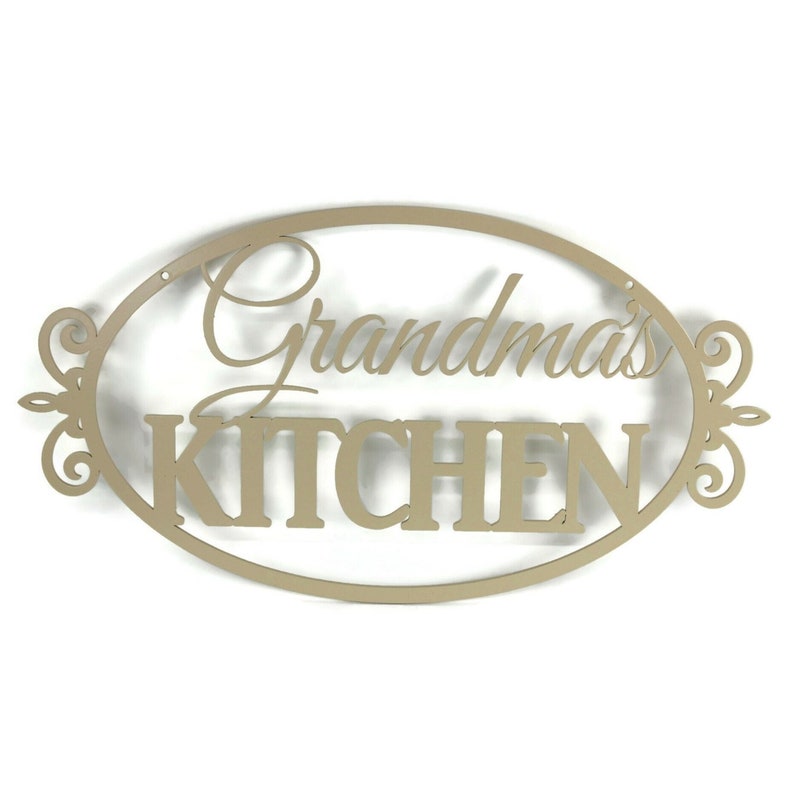 Grandma's Kitchen Metal Sign 20 Inches Wide Cream