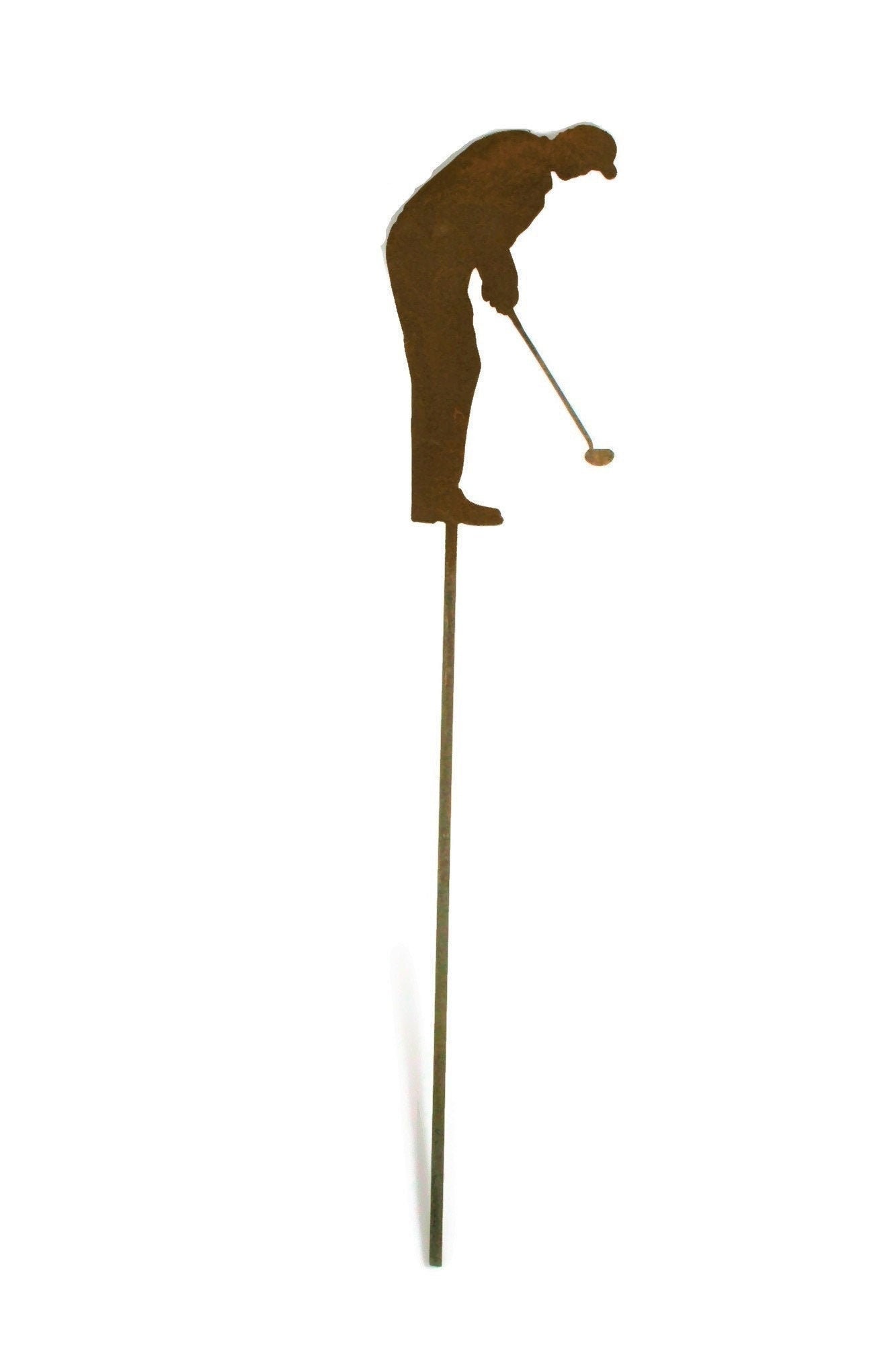 Metal Golfer Yard Stake, golf garden art, golf course landscape art