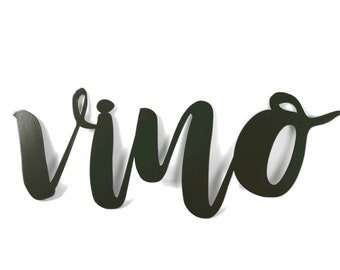 vino Metal Script Word Sign 11.5 to 18 Inches Wide