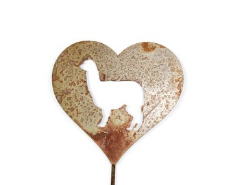 Alpaca Metal Heart Memorial Stake 20 to 28 Inches Tall