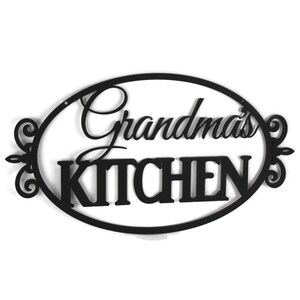 Grandma's Kitchen Metal Sign 20 Inches Wide Matte Black