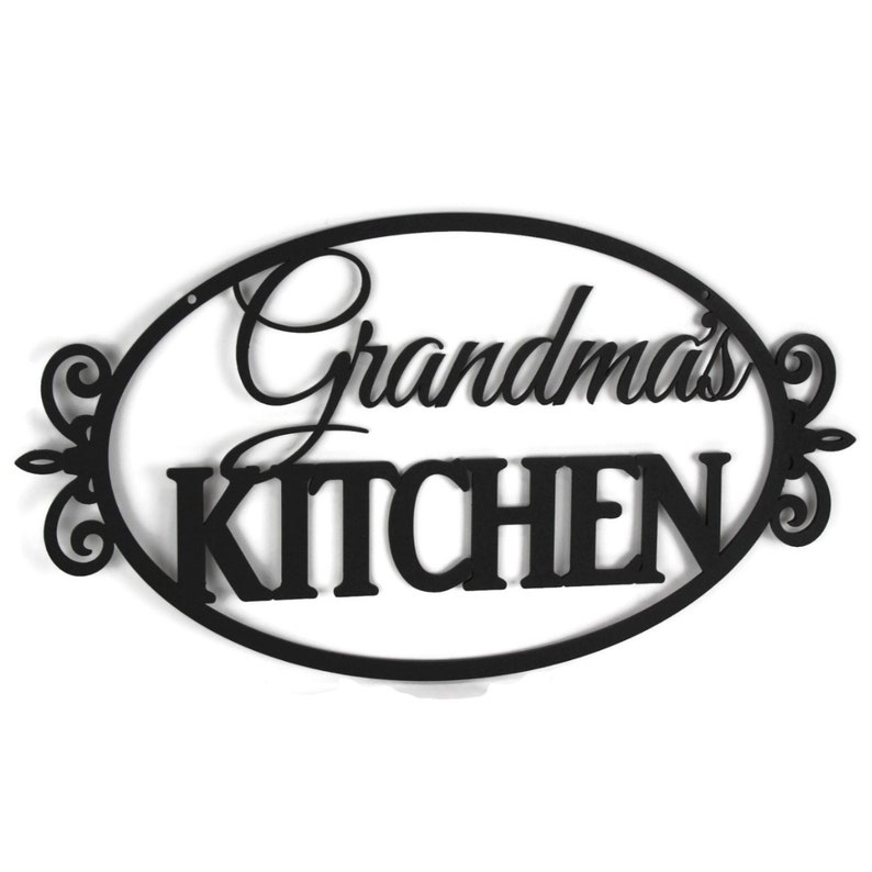 Grandma's Kitchen Metal Sign 20 Inches Wide Matte Black