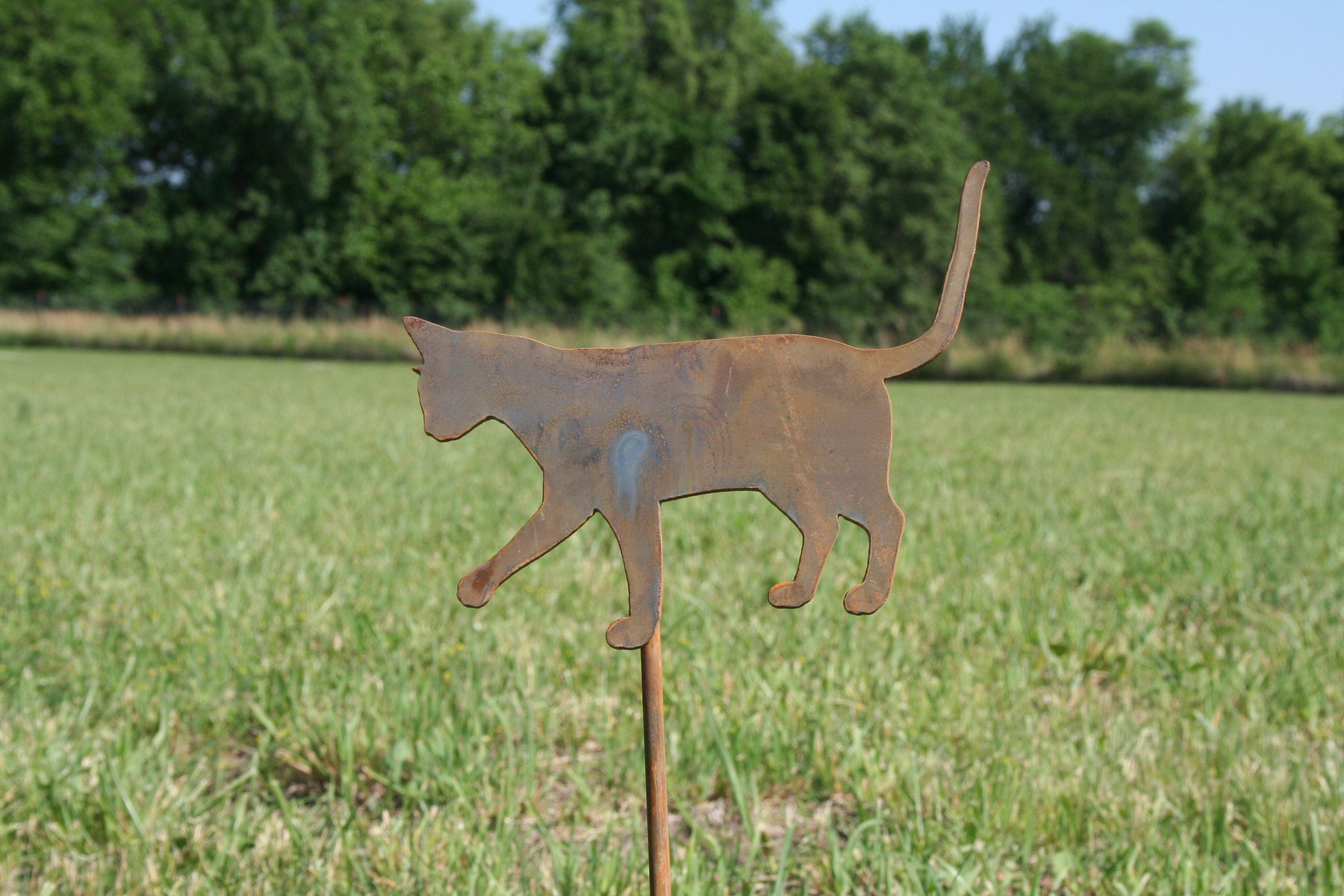 Metal Cat Garden Stake, cat yard sign, outdoor cat stake, crazy cat