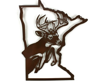 Minnesota Deer Hunting Metal Wall Art Sign 18 Inches Tall