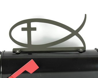 Jesus Fish Ichthys Metal Mailbox Topper 7.5 Inches Tall - Does Not Include a Mailbox