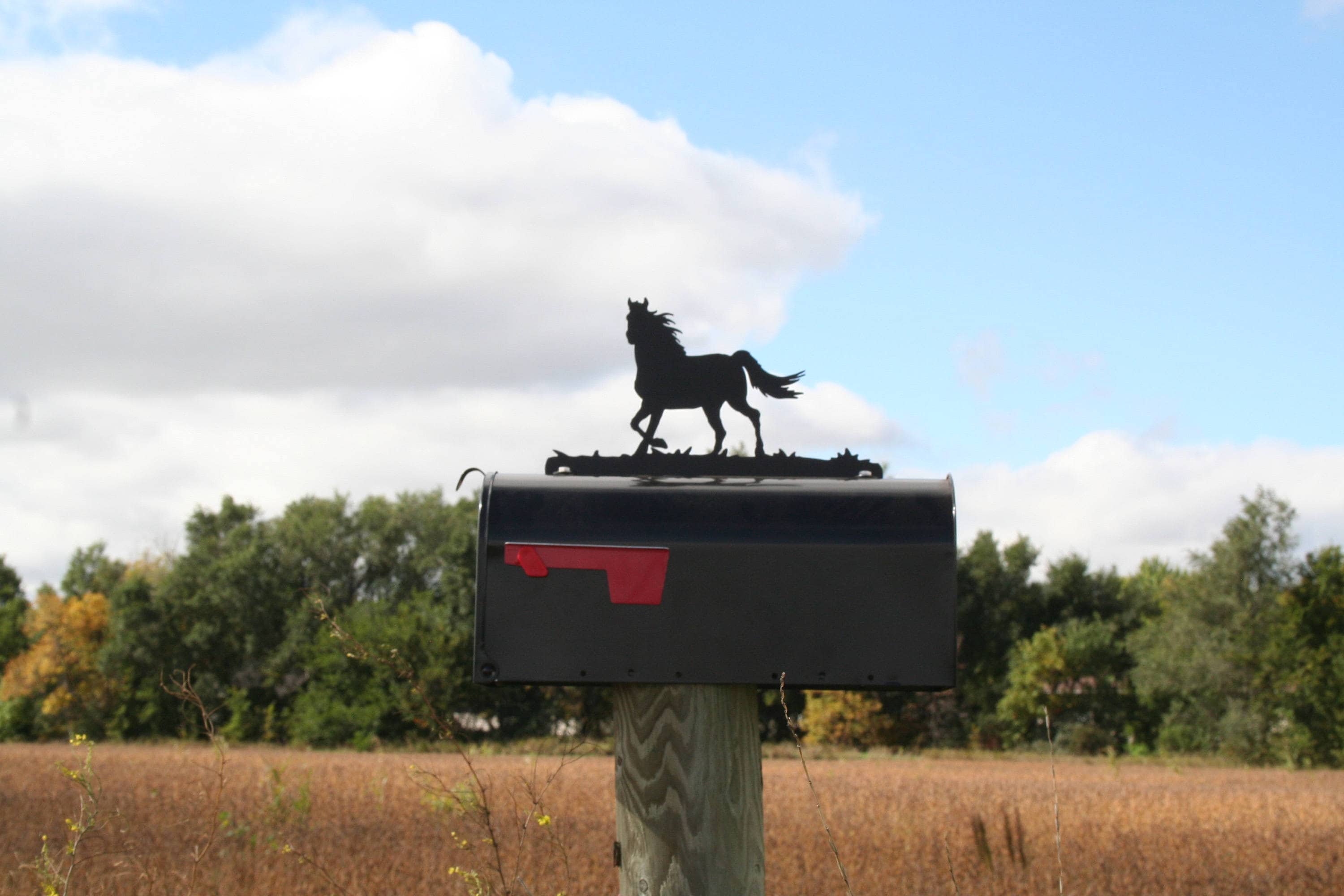 Running Horse Metal Mailbox Topper, Metal Horse Mailbox Top, Wild Horse