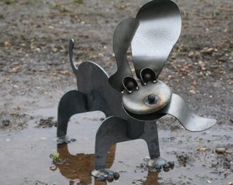 Wiener Dog Dachshund Steel Welded Statue Yard Art 19 Inches Tall 23.25 Inches Long
